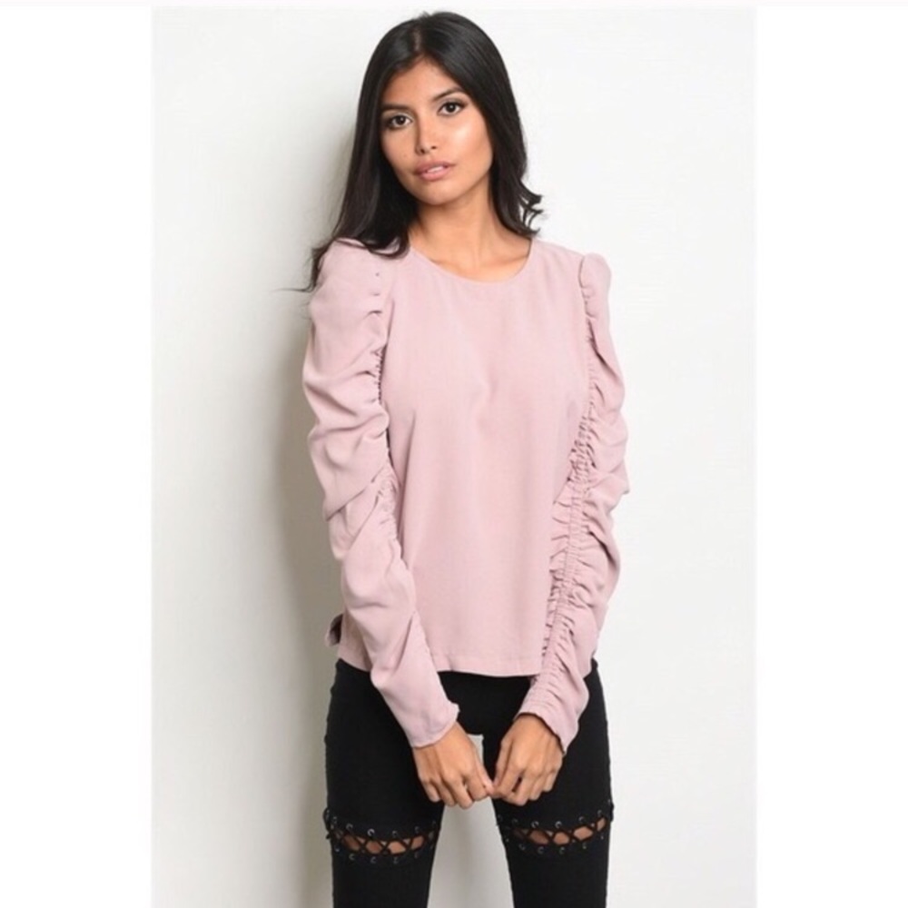 Mauve Puff Long Sleeve Blouse
